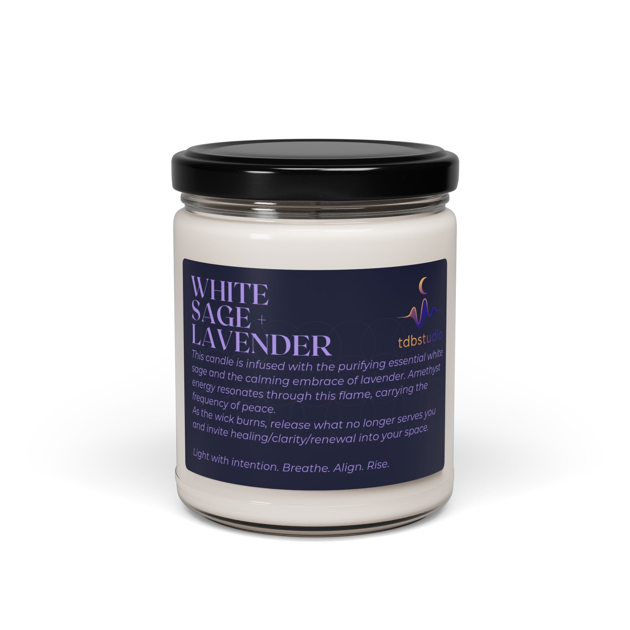 Protection & Peace Ritual Candle | Amethyst Healing | White Sage Lavender Spiritual Soy Candle 9oz