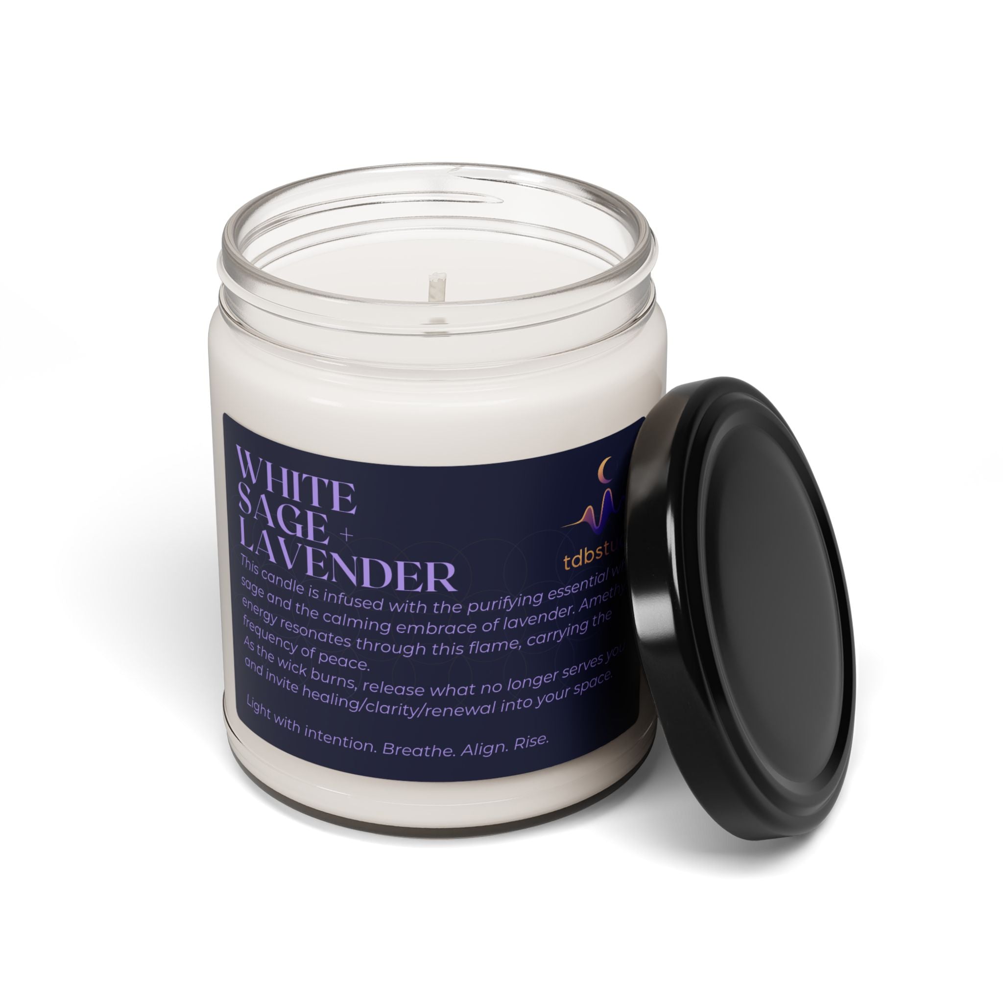 Protection & Peace Ritual Candle | Amethyst Healing | White Sage Lavender Spiritual Soy Candle 9oz