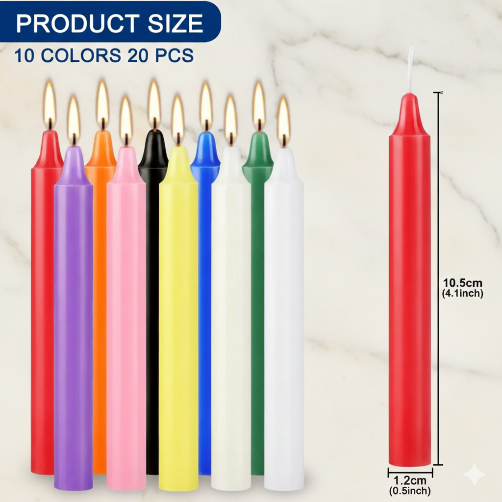 Mixed Chime Candles Set of 20 - 4 Inch Mini Taper Candles for Rituals, Spells, Altar, Home Decor, Parties - Assorted Colors Spell Candles
