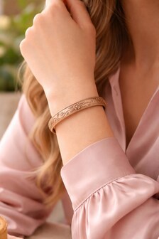 Pure Copper Magnetic Bracelet for Women – Adjustable Engraved Floral Cuff, Arthritis Relief Wellness Jewelry, Gift for Her