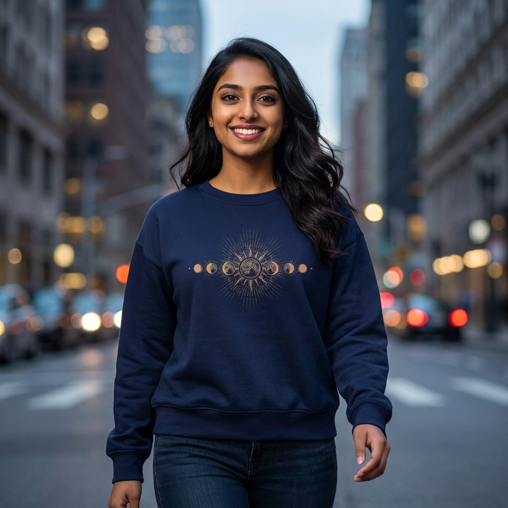 Moon Phase Celestial Sweatshirt: Spiritual Astrology Gift for Women