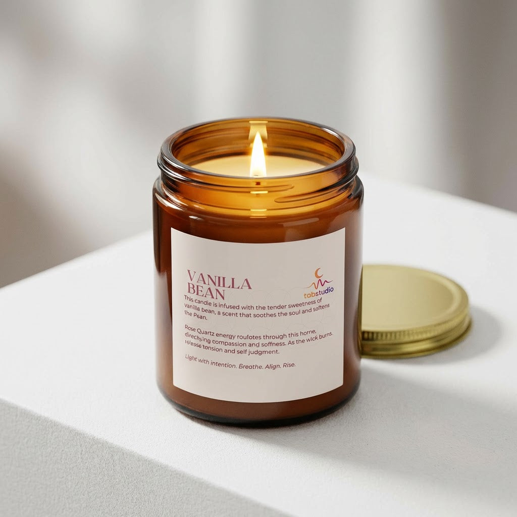 Heart Healing Manifestation Candle|  Rose Quartz Energy | Self Love & Compassion Ritual | Vanilla Bean Soy 9oz